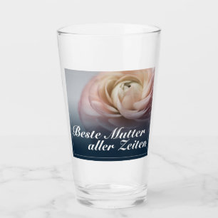 Beste Mutter aller Zeiten mit großer rosa Rose Glas
