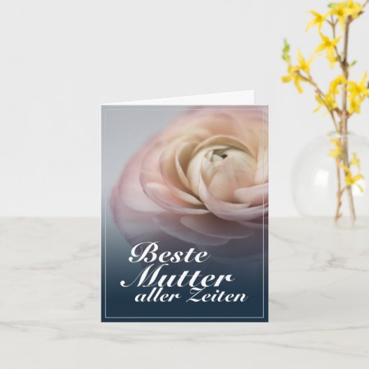 Beste Mutter aller Zeiten mit rosa Rose Karte (Gelbe Blume)