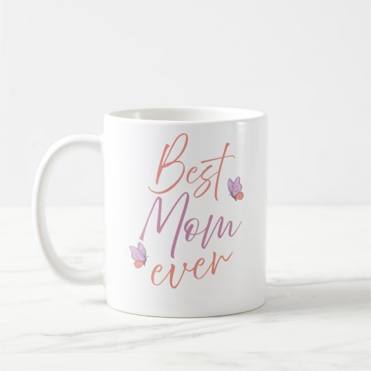 Beste-Mutter-aller-Zeiten-Schmetterling-Script-Kun Kaffeetasse (Links)