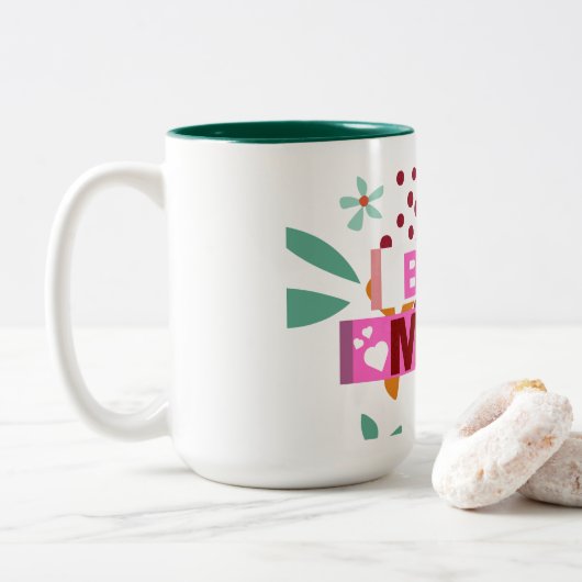Beste Mutter, alles Gute zum Muttertag Zweifarbige Tasse (Mit Donut)