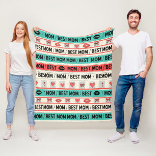 Beste-Mutter-Comic-Herzen Retro-Grafik Fleecedecke