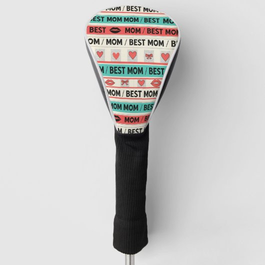 Beste-Mutter-Comic-Herzen Retro-Grafik Golf Headcover (Vorderseite)