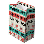 Beste-Mutter-Comic-Herzen Retro-Grafik Mittlere Geschenktüte (Rückseite Schrägansicht)