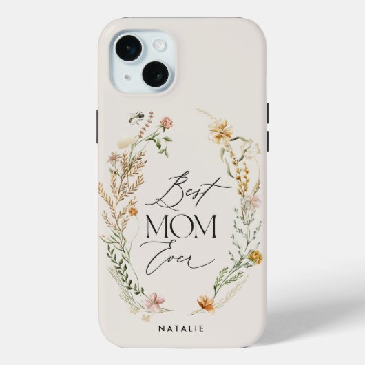 Beste Mutter creme elegante Wildblume Case-Mate iPhone Hülle (Rückseite)