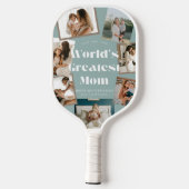 Beste Mutter der Welt 7 Foto-Collage Pickleball Schläger (Rückseite)