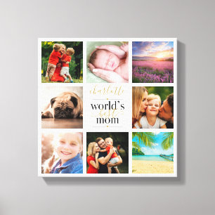 Beste Mutter der Welt 8 Foto-Collage Personalisier Leinwanddruck