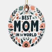 Beste Mutter der Welt - Blumenkranz Keramik Ornament (Links)