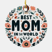 Beste Mutter der Welt - Blumenkranz Keramik Ornament (Hinten)