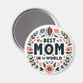 Beste Mutter der Welt - Blumenkranz Magnet (Vorderseite/Rückseite)