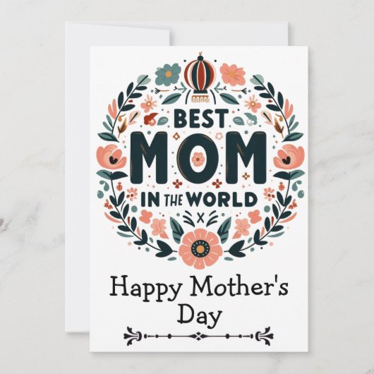 Beste Mutter der Welt Blumenkranz - Muttertag Einladung (Vorderseite)