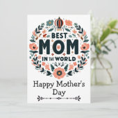 Beste Mutter der Welt Blumenkranz - Muttertag Einladung (Stehend Vorderseite)