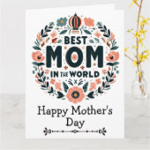 Beste Mutter der Welt Blumenkranz - Muttertag Karte (Gelbe Blume)
