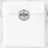 Beste Mutter der Welt - Blumenkranz Runder Aufkleber (Tasche)