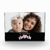 Beste Mutter der Welt Herz Modern Script Foto Bloc (Vorderseite)
