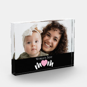 Beste Mutter der Welt Herz Modern Script Foto Bloc