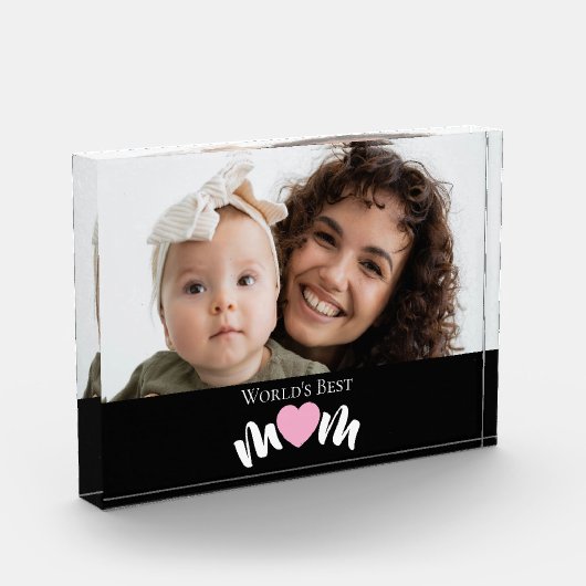 Beste Mutter der Welt Herz Modern Script Foto Bloc (Links)