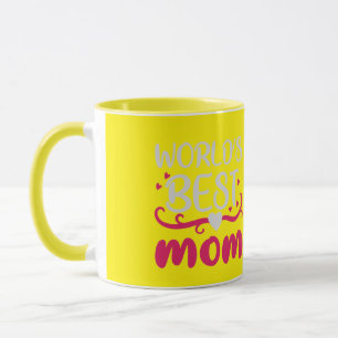 Beste Mutter der Welt in strahlend gelber und rosa Tasse