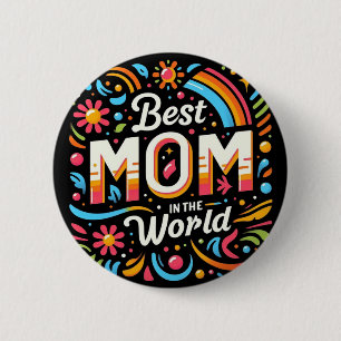 Beste Mutter der Welt - Lebendige Blumen und Regen Button