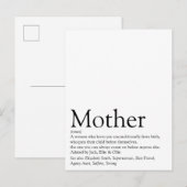 Beste Mutter der Welt, Mum, Mutter Definition Postkarte (Vorne/Hinten)