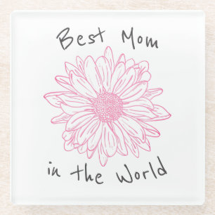 Beste Mutter der Welt Rosa Blumen Glasuntersetzer