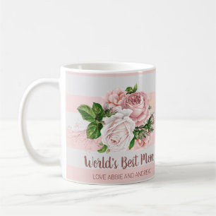 Beste Mutter der Welt Vintage rosa Rosenblumen Kaffeetasse
