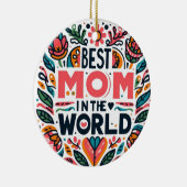 Beste Mutter der Welt - Volkskunst-Blumen-Mutterta Keramik Ornament (Rechts)