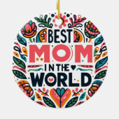 Beste Mutter der Welt - Volkskunst-Blumen-Mutterta Keramik Ornament (Hinten)