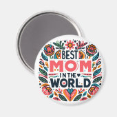 Beste Mutter der Welt - Volkskunst-Blumen-Mutterta Magnet (Vorderseite/Rückseite)