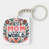 Beste Mutter der Welt - Volkskunst-Blumen-Mutterta Schlüsselanhänger (Rückseite)