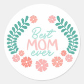 Beste Mutter ever süßes florales Design Runder Aufkleber (Vorderseite)