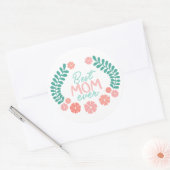 Beste Mutter ever süßes florales Design Runder Aufkleber (Umschlag)