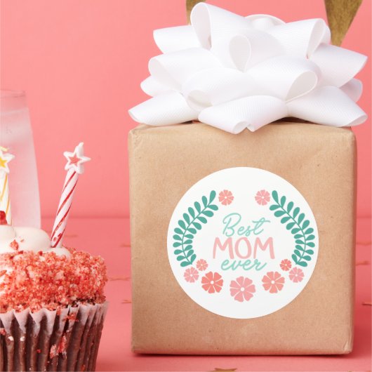 Beste Mutter ever süßes florales Design Runder Aufkleber (Party)