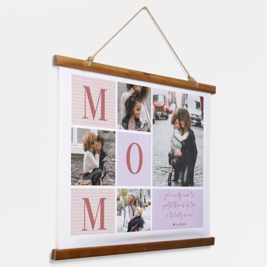 beste Mutter | Farbblockfoto-Collage Wandteppich Mit Holzrahmen (Gewinkelt)