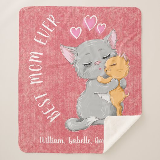 Beste Mutter Geschenkidee, Herz niedlich Katzenfam Sherpadecke (Vorderseite)