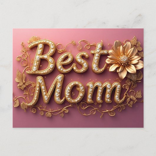 Beste Mutter Goldschrift Postkarte (Vorderseite)
