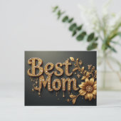 Beste Mutter Goldschrift Postkarte (Stehend Vorderseite)