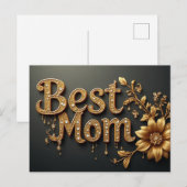 Beste Mutter Goldschrift Postkarte (Vorne/Hinten)
