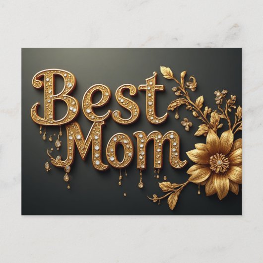 Beste Mutter Goldschrift Postkarte (Vorderseite)
