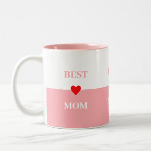 Beste Mutter Herz auf Rosa und Weiß Zweifarbige Tasse