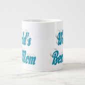Beste Mutter himmelblauer halber Text Jumbo-Tasse (Vorderseite)