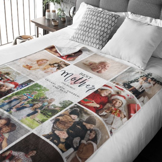 Beste Mutter in der Welt Foto Collage Rosa Herz Fleecedecke