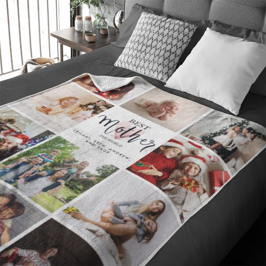 Beste Mutter in der Welt Foto Collage Rosa Herz Sherpadecke