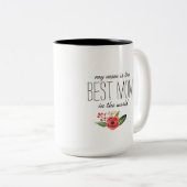 Beste Mutter in Text und Akzent der Blütenwelt Zweifarbige Tasse (VorderseiteRechts)