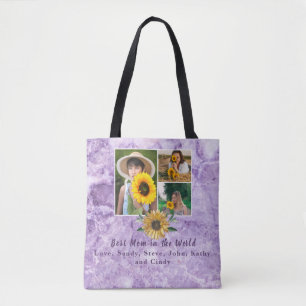 Beste Mutter je 3 Foto Collage Lila Amethyst Tasche