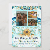Beste Mutter je 4 Foto Collage Blue Marble Ankündigung (Vorderseite)