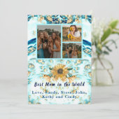 Beste Mutter je 4 Foto Collage Blue Marble Anno Ankündigung (Stehend Vorderseite)