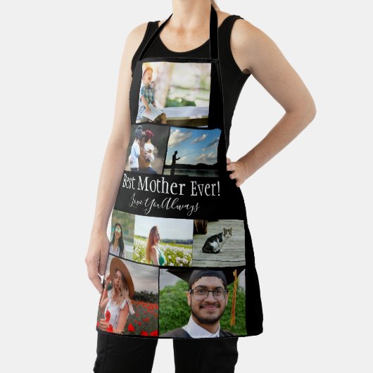 Beste Mutter je 8 Foto Collage White Script Schürze (InSitu)