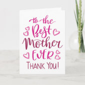 Beste Mutter je Danke, Typografie in Rosa Karte (Vorderseite)