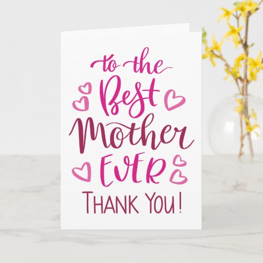 Beste Mutter je Danke, Typografie in Rosa Karte (Gelbe Blume)
