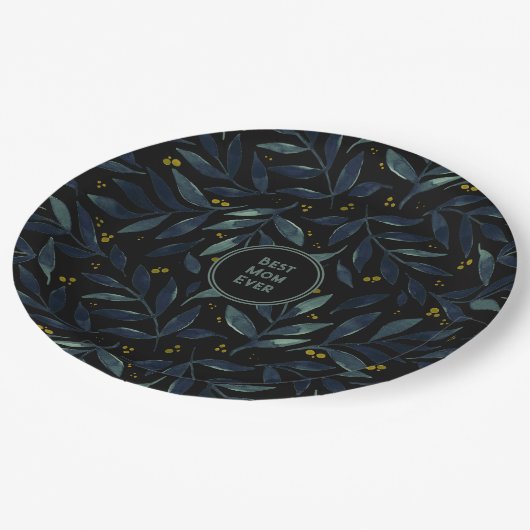 Beste Mutter je elegante Blumenäste Pappteller (Schrägansicht)